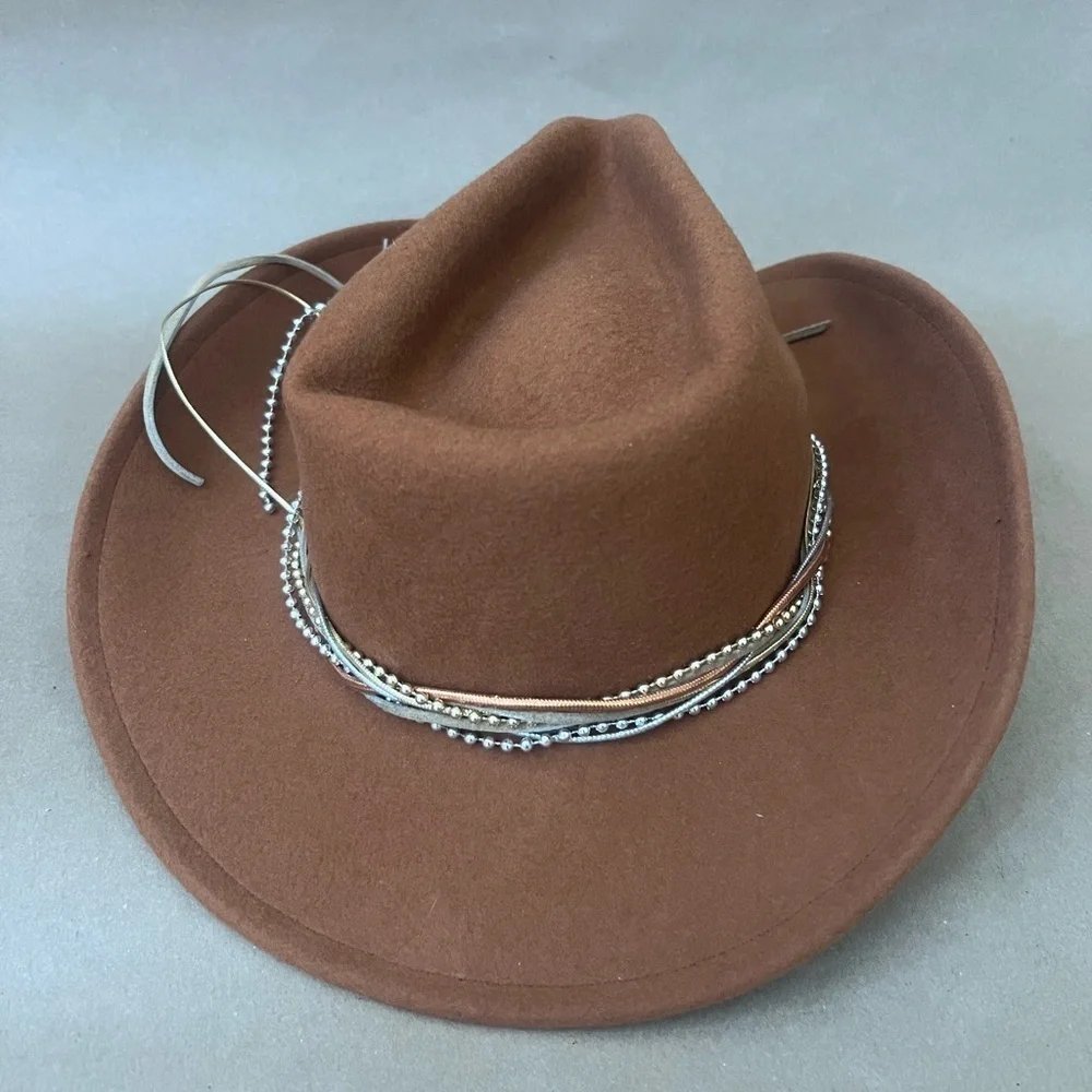 Sonni Rustic Brown With Medallion Detail 100% Wool Felt Cowboy Hat Western Hat
